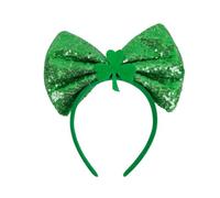 Ruarby Serre-tête irlandais pour adulte avec paillettes trèfles et nœud poudré, fête patrick, carnaval