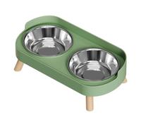 Ruarby Support de gamelle surélevée stable pour chien avec design double, résistant aux éclaboussures pour la plupart des races, couleur vive, double gamelle en acier inoxydable