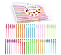 Ruasol 50 pcs Aiguilles à coudre en plastique à grand chas, 7 cm/2,7 pouces 9 cm/3,5 pouces Deux tailles d'aiguilles à tisser en plastique, Aiguille à coudre en fil coloré pour débutants