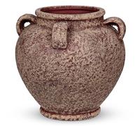 Ruastic Vase en céramique fait à la main, avec poignées, style vintage, en terre cuite, pour décoration, salon, maison, bureau, décoration rustique et antique, hauteur : 20 cm