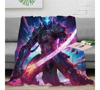 RUASVENNS Ninja Couverture Literie Impression 3D Guerrier mécanique Peluche Super Douce Et Douillette Cadeau De Noël Canapé en Microfibre pour Garçons Et Filles Camping 40x50inch(100x130cm)