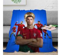 RUASVENNS Ronaldo Couverture Impression 3D Literie Lit Super Douce Et Douillette Peluche en Microfibre Cadeau De Noël pour Garçons Et Filles pour Enfant 70x80inch(180x200cm)