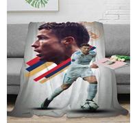 RUASVENNS Ronaldo Literie Impression 3D Couverture Cadeau De Noël Peluche en Microfibre Super Douce Et Douillette Lit pour Garçons Et Filles pour Enfant 40x50inch(100x130cm)