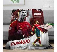 RUASVENNS Ronaldo Literie Impression 3D Couverture Cadeau De Noël Peluche en Microfibre Super Douce Et Douillette Lit pour Garçons Et Filles pour Enfant 40x50inch(100x130cm)