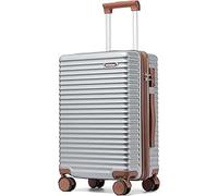 Ruausine Bagage à Main de 50,8 cm, Valise à Main avec Roues pivotantes et Serrure TSA, 55,9 x 35,6 x 22,10 cm, Bagage à Main Rigide léger, Petit Bagage à roulettes (Argenté, 20 in)