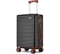 Ruausine Bagage à Main de 50,8 cm, Valise à Main avec Roues pivotantes et Serrure TSA, 55,9 x 35,6 x 22,10 cm, Bagage à Main Rigide léger, Petit Bagage à roulettes (Noir, 20 in)