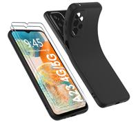 Ruayia 3 en 1 Coque pour Samsung Galaxy A23 5G/4G + [2 Protection écran],Slim Noir Matte Case,[Anti-Jaune] Silicone Bumper Cover TPU Coque,Souple Shockproof Jaunissement Housse - Mince Noir