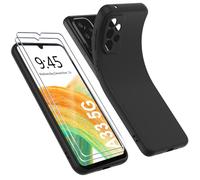 Ruayia 3 en 1 Coque pour Samsung Galaxy A33 5G + [2 Protection écran],Slim Noir Matte Case,[Anti-Jaune] Silicone Bumper Cover TPU Coque,Souple Shockproof Jaunissement Housse - Mince Noir