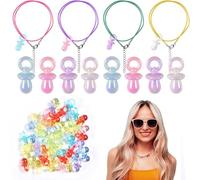 Ruayia Accessoires des années 90 - Lot de 60 tétines en acrylique - Tatouage - Chaîne de tatouage - Tenue pour femme - Corde de cire - Cadeau pour fête à thème des années 80 et 90