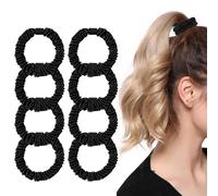 Ruayia Lot de 10 chouchous fins en soie de mûrier - Élastiques à cheveux en satin de soie pure - Élastiques à cheveux - Accessoires de cheveux pour filles et femmes - Noir