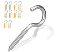 Ruayia Lot de 10 crochets à vis en acier inoxydable M5 x 65 mm 304 auto-taraudeuses, vis à œillets, crochet de plafond, vis à crochet, vis à clous, œillets pour bricolage en liège, artisanat, cadre en