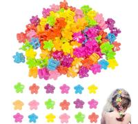Ruayia Lot de 100 petites pinces à cheveux en forme de petites fleurs en plastique - Couleurs multicolores - Pour femme et fille - Pour anniversaire, fête, mariage