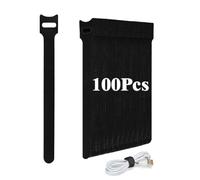 Ruayia Lot de 100 serre-câbles auto-adhésifs réutilisables 12 x 150 mm - Câble de charge Hook & Loop Tape - Noir
