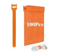 Ruayia Lot de 100 serre-câbles auto-adhésifs réutilisables 12 x 150 mm - Câble de charge Hook & Loop Tape - Orange