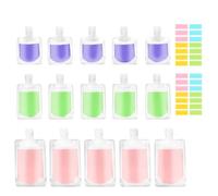 Ruayia Lot de 15 sachets de voyage portables transparents - 30 ml/50 ml/100 ml - Anti-fuite - Pour articles de toilette, lotion, cosmétiques