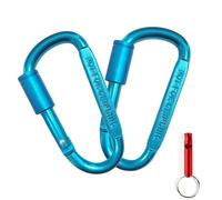 Ruayia Lot de 2 Mousquetons Porte Clé avec Fermeture à Vis - En Aluminium - Pour le Camping, la Pêche, la Randonnée, les Voyages - Avec 1 Sifflet pour Chien - Bleu
