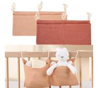 Ruayia Lot de 2 organiseurs de lit de bébé à suspendre - Accessoires de lit de bébé - Table à langer pour chambre d'enfant - Sac à jouets - Panier à couches pour bébé - Crèche suspendue - Orange +