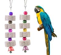 Ruayia Lot de 2 pierres à aiguiser à bec d'oiseau à mâcher pour perroquet, cacatoès, perruche, calopsitte, lovège, balançoire, accessoires de cage à oiseaux