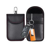 Ruayia Lot de 2 pochettes Faraday noires pour blocage du signal de e voiture, empêche le vol de voiture sans loqueur de signal de brouilleur, pochettes de protection avec clip en métal