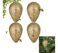 Ruayia Lot de 4 nids de guêpes artificiels, résistants aux intempéries, pour répulsif, à suspendre, empêche la reconstruction du nid, réutilisable et durable