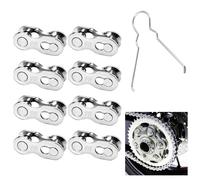 Ruayia Lot de 8 paires de maillons de chaîne de vélo 9 vitesses pour Shimano, Sram, maillons de connexion manquants - Antivol de chaîne de vélo - Connecteur en acier