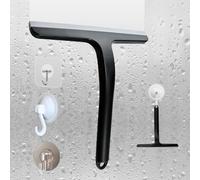 Ruayia Raclette de Douche avec 3 Crochets adhésifs - en Silicone Noir - Largeur : 23 cm - sans perçage - pour fenêtres de Salle de Bain, miroirs, Carreaux, Verre, fenêtres de Voiture - Noir