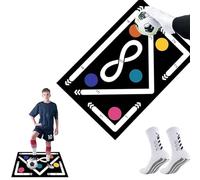 Ruayia Tapis d'entraînement de football, 60 x 90 cm, avec 1 paire de chaussettes de football, tapis d'entraînement de football, absorbant les chocs, antidérapant, pour le contrôle du ballon, noir et