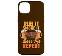 Rub It Smoke It Beer Me Repeat Barbecue Amusant Coque pour iPhone 14 Plus