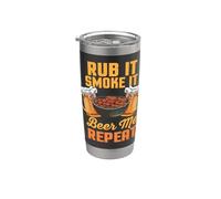 Rub It Smoke It Beer Me Repeat Barbecue amusant Gobelet isotherme en acier inoxydable double paroi