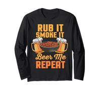 Rub It Smoke It Beer Me Repeat Barbecue Amusant Manche Longue