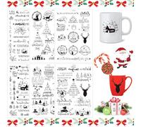 Rub On Lot de 6 feuilles d'autocollants de Noël à gratter - Autocollants de transfert - Chiffres de l'Avent - Pour verre, meubles, bougie, scrapbooking