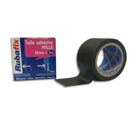 RUBAFIX Toile adhésive MILLE, plastifiée et imperméable, rouleau de 38mmx 3m Noir