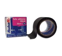 RUBAFIX Toile adhésive MILLE, plastifiée et imperméable, rouleau de 50mmx 3m Noir