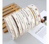 Ruban 100 % coton imprimé personnalisé de 91 mètres, étiquette de vêtements personnalisée avec logo, ruban d'emballage en tissu de 0,9 cm de large pour mariage, couture, étiquettes de vêtements, ruban