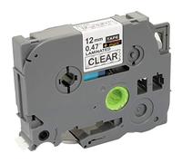 Ruban 12mm x 8m compatible pour Brother P-Touch TZ Tze-131 TZ-131 Noir sur Transparent