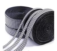 Ruban à carreaux en Polyester, 5 mètres/rouleau, 6/10/15/20/25mm, for décoration de conception faite à la main, emballage de bricolage(Black,20mm 20yard)