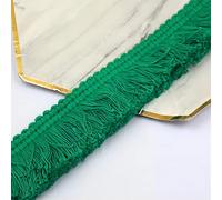 Ruban à franges en coton de 2 m d'épaisseur - 3,8 cm d'épaisseur - Bordure à pompons - Bordure en dentelle - Bordure décorative - Bordure à franges - Bordure en tissu - Vert
