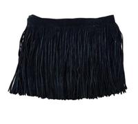 Ruban à franges en daim artificiel - 25 cm x 1 m - Pompon double face - En daim synthétique - Ruban décoratif à franges - Pour couture, robe DIY, jupe de danse - Noir