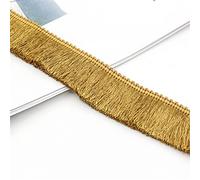 Ruban à franges multicolores épais de 6 m x 2,8 cm - Bordure décorative à franges - Bordure en dentelle - Bordure à franges - Bordure en tissu - Bordure à franges - Bordure en tissu - Or foncé