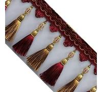 Ruban à franges perlé élégant de 1 mètre - Ruban de couture décoratif for abat-jour, coussins, nappes et loisirs créatifs(Wine Red)