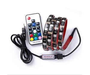 Ruban à LED RGB pour HDTV 1M 5050, Rétroéclairage TV, USB Powered Imperméable Flexible Rétro-éclairage, Lampe à Rayons LED Multicolores avec Télécommande