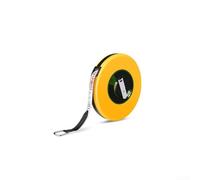 Ruban à mesurer en fibre avec rétraction lisse pour une utilisation dans la construction avec roues pivotantes et marquages clairs pour une mesure précise (10 m)