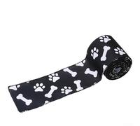 Ruban à motif pattes de chien avec bord métallique pour emballer et faire des nœuds décoratifs, matériau en polyester, 6 cm x 4,6 m (B)