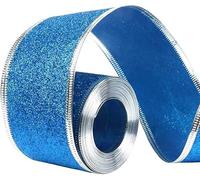 Ruban à paillettes - 10 m - pour couronne de Noël, cadeau de mariage, bricolage, emballage cadeau bleu