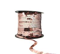 Ruban à paillettes 6 mm avec ficelle métallique brillante pour décoration, couture, travaux manuels, décoration (champagne - 90 mètres)