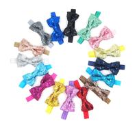 Ruban à paillettes avec sequins, nœud élastique, rose