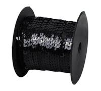 ruban à paillettes, Ruban à paillettes circulaires en PVC, largeur 6 mm, multicolore, 5 100 mètres(Black,100Yards)