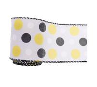 Ruban à Pois Décoratif Abeille pour Loisirs Créatifs et Emballage | Tissu Polyester Solide, Motif Coloré, pour Nœuds, Mariages, Printemps et Présents de Noël
