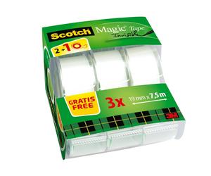 Ruban adhésif 3M Scotch Magic Caddy Pack 2 rouleaux + 1 GRATUIT 19 mm x 7,5 m + Dérouleur manuel x48 morceau