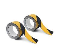 Ruban adhésif 50 mm, Lot de 2, 10 m, Autocollant pour Usage intérieur & extérieur, Noir/Jaune